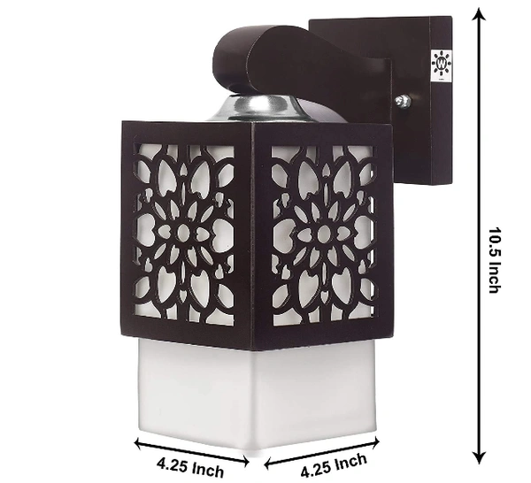 Das/P Square Shape Wooden Base Wall Pendant Light Lamp Sconce for Home,Office Decor E-27 (Bulb Not Included) (Wall Lamp, Pack of 1) - Wall Light, Dark Brown, NA
